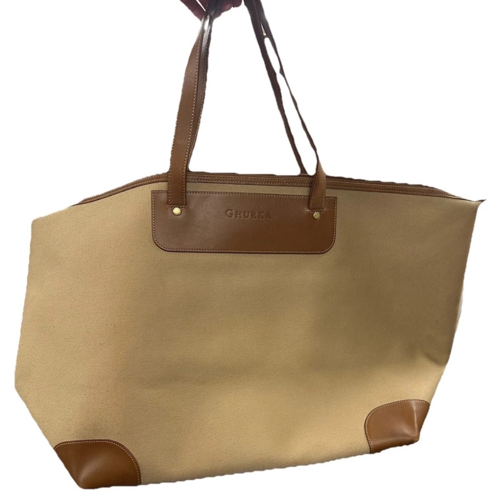 Ghurka Canvas Leather Tote Bag Large